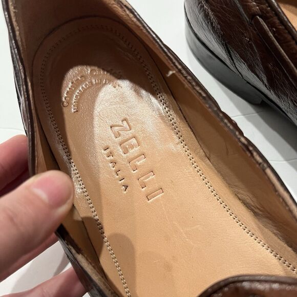 Zelli Franco Ostrich Quill Tassel Loafers in brown Size 11.5 - Picture 2 of 5